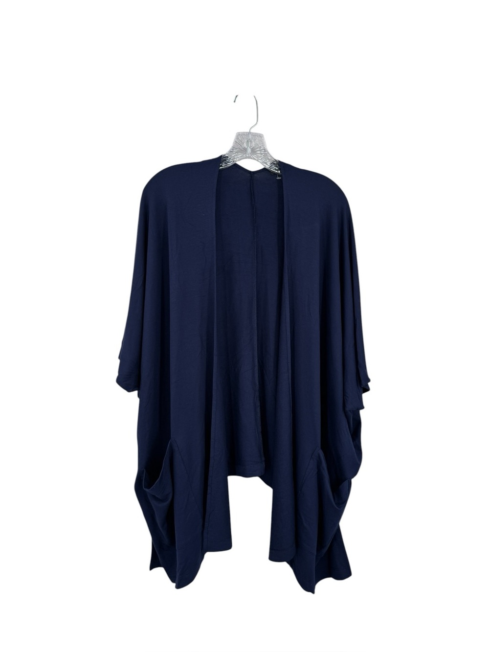 Susan Graver Weekend Jersey Knit Relaxed Open Cardigan Size XLP In Navy